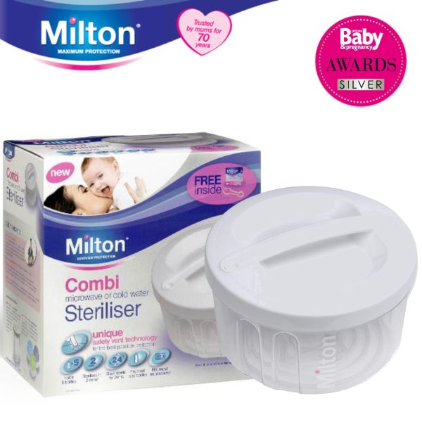 Milton Combi Steriliser Cold Water & Microwave Baby Feeding Sanitiser - FREE Tongs cutebabyangels.co.uk