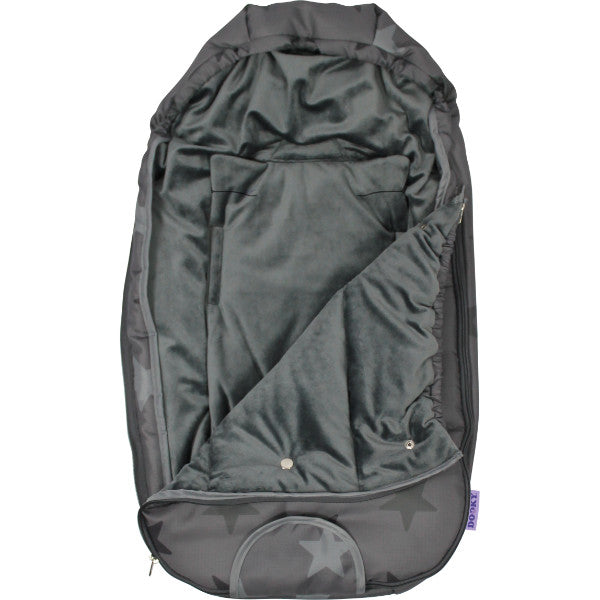 Luxury Dooky Winter Footmuff & Liner Small – Dark Grey Stars