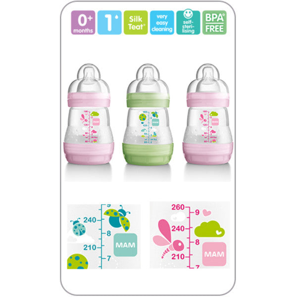 MAM Self-Sterilising Anti Colic Feeding Bottles – 3 Pack - Cute Baby Angels Ltd