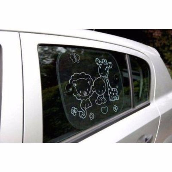 Clippasafe 2 Pack Safari Fun Sun Screens  – Black Print  Blinds - Cute Baby Angels Ltd