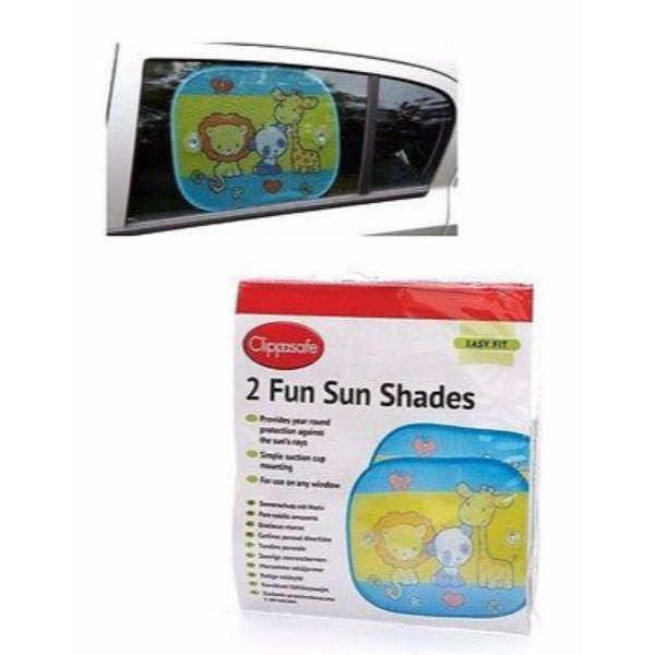 Clippasafe 2 Pack Safari Fun Sun Screens  – Multi Coloured  Blinds - Cute Baby Angels Ltd