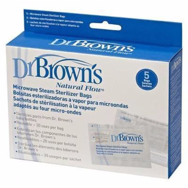 Dr Browns Reusable Microwave Sterilizer Bags – BPA FREE - 5 or 10 Pack - Cute Baby Angels Ltd