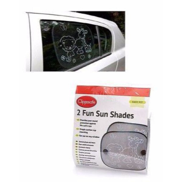 Clippasafe 2 Pack Safari Fun Sun Screens  – Black Print  Blinds - Cute Baby Angels Ltd