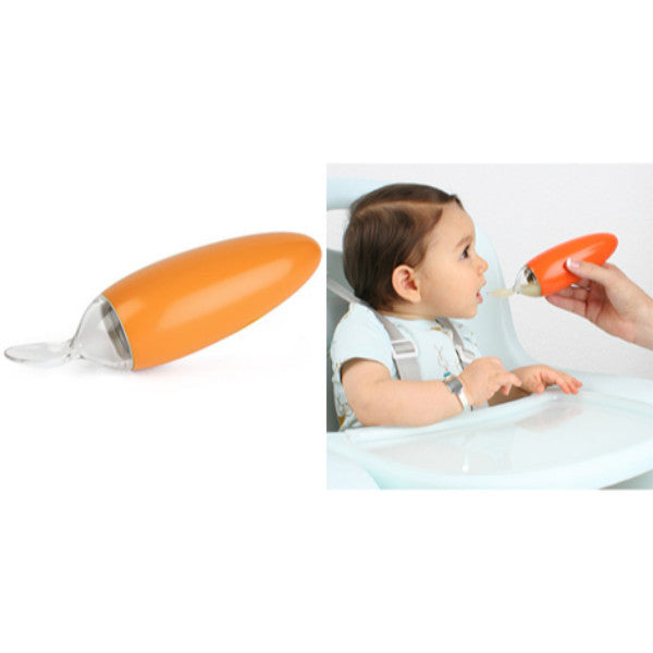 Boom Squirt Baby Feeding Spoon Food Dispensing - Orange cutebabyangels.co.uk