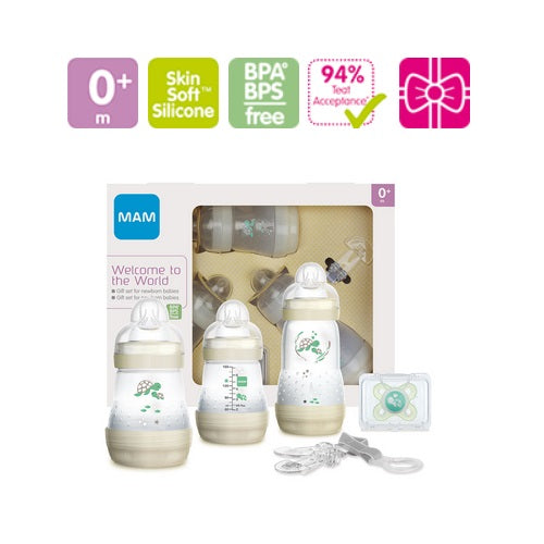 MAM Welcome to the World Baby Feeding Starter Set – 5 Pieces Gift Pack