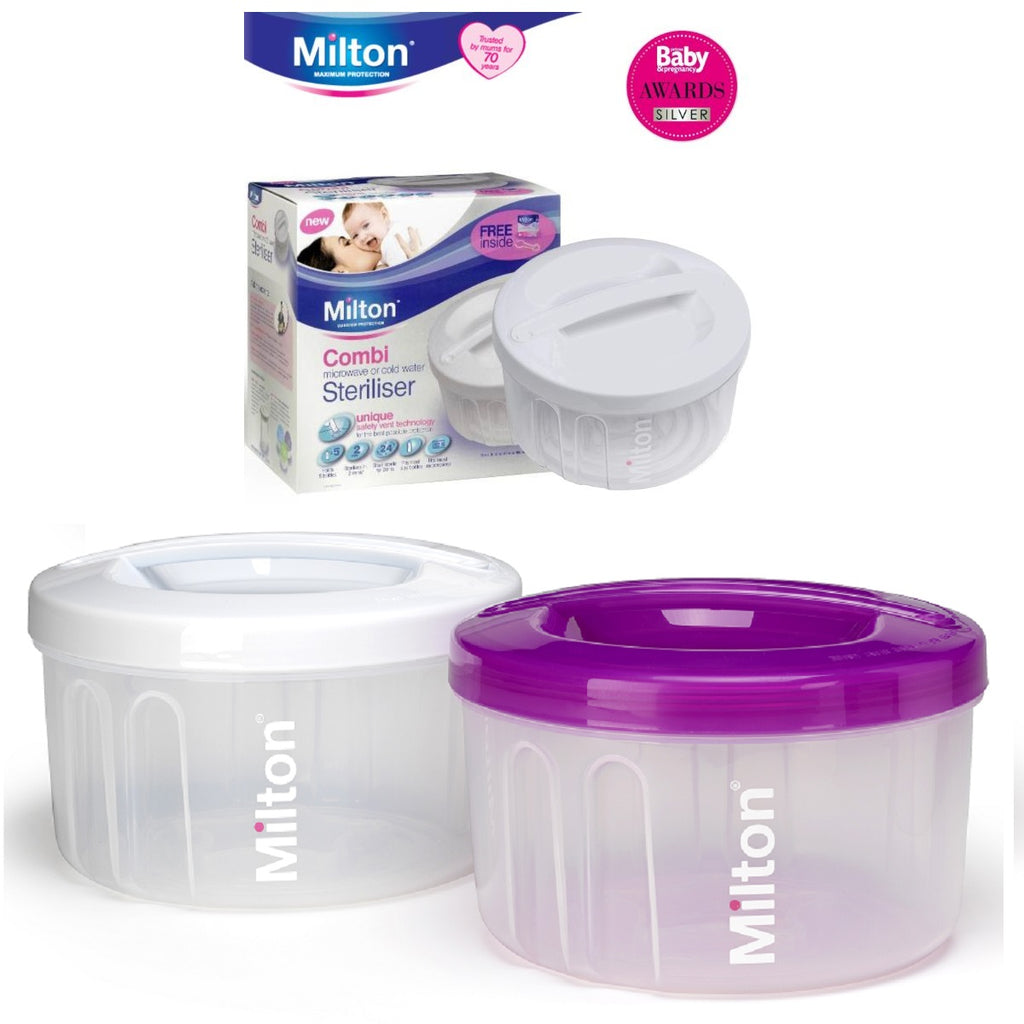 Milton Combi Steriliser Cold Water & Microwave Baby Feeding Sanitiser - FREE Tongs cutebabyangels.co.uk