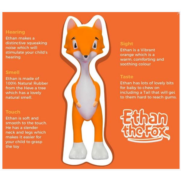 Ethan the Fox Baby Teething Toy – Teeth & Gum Massager cutebabyangels.co.uk