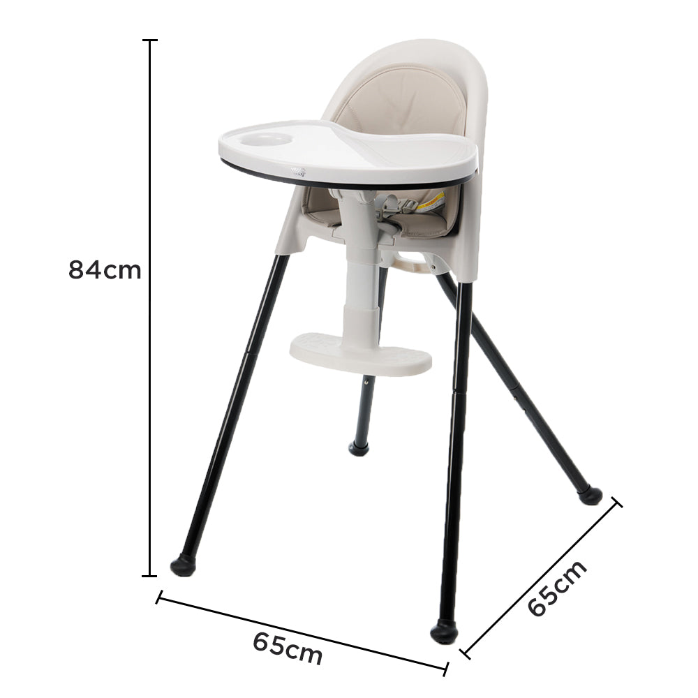 Vital Baby Nourish High Chair for Babies Toddlers Stylish Compact Adjustable Footrest with Additional Removable Cushion Lightweight Travel Folding, White