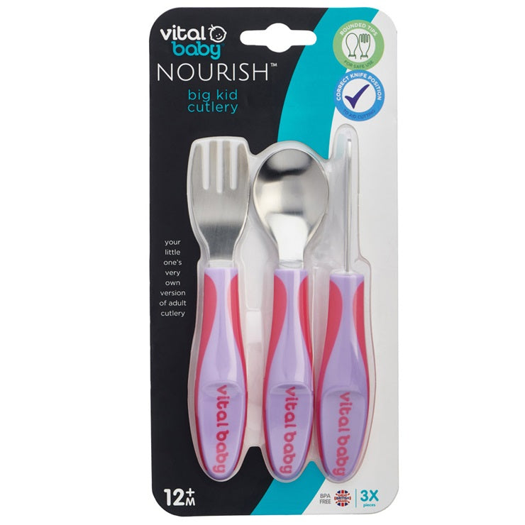 Vital Baby NOURISH Big Kid Cutlery Fizz 3Pk - Child Feeding Set  cutebabyangels.co.uk FREE SHIPPING