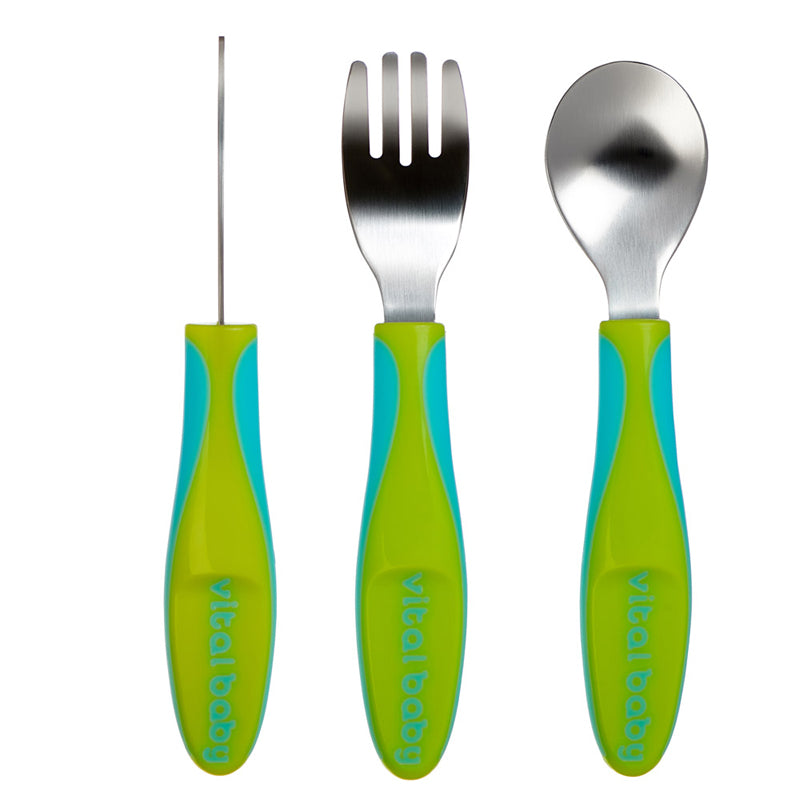 Vital Baby NOURISH Big Kid Cutlery Fizz 3Pk - Child Feeding Set  cutebabyangels.co.uk FREE SHIPPING