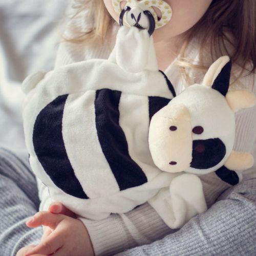 Sleepytot Cow Baby & Toddler Comforter Plush Toy - White & Black shop at cutebabyangels.co.uk Free Postage