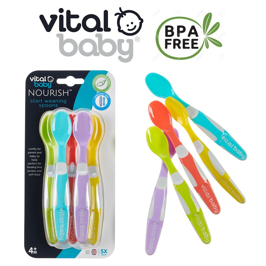 Vital Baby NOURISH Start Weaning Spoons 5Pk - cutebabyangels.co.uk