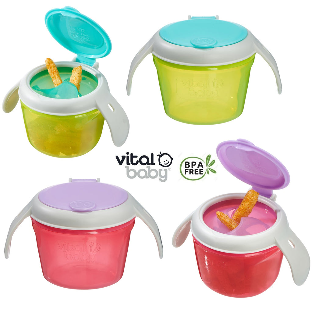 Vital Baby NOURISH Snack On The Go Fizz Food Pot - Pink or Blue  cutebabyangels.couk