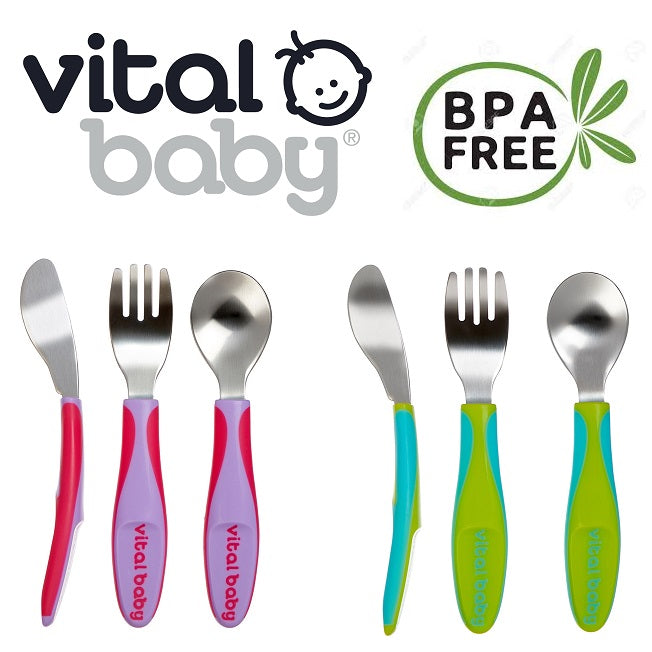 Vital Baby NOURISH Big Kid Cutlery Fizz 3Pk - Child Feeding Set  cutebabyangels.co.uk FREE SHIPPING