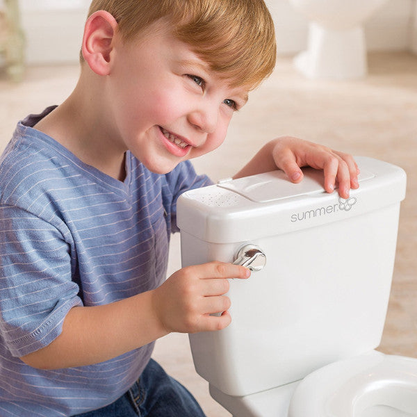 Summer Infant My Size Potty - Toddler Toilet Training Seat with Sound Flash Handle, Splash Back & Lid - White cutebabyangels.co.uk